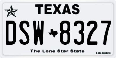 TX license plate DSW8327