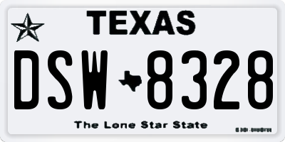 TX license plate DSW8328