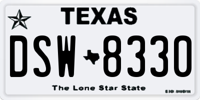 TX license plate DSW8330