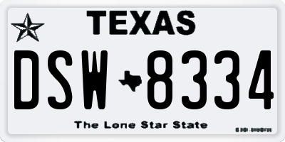 TX license plate DSW8334