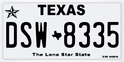TX license plate DSW8335