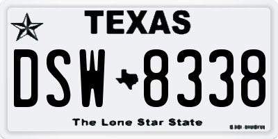 TX license plate DSW8338