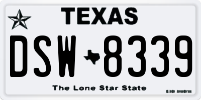 TX license plate DSW8339