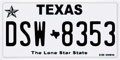 TX license plate DSW8353