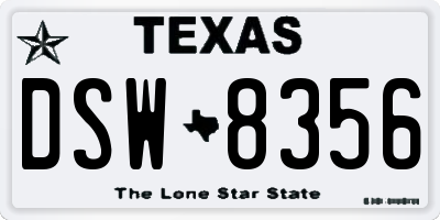 TX license plate DSW8356