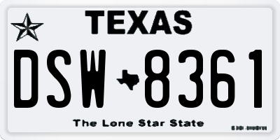 TX license plate DSW8361