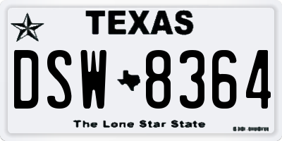 TX license plate DSW8364