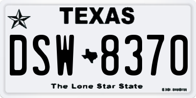 TX license plate DSW8370