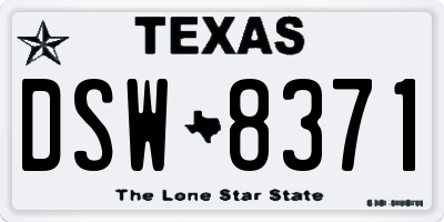 TX license plate DSW8371
