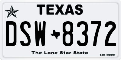 TX license plate DSW8372