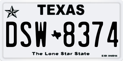 TX license plate DSW8374