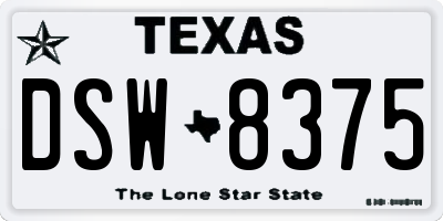 TX license plate DSW8375