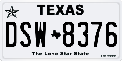 TX license plate DSW8376