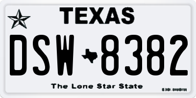 TX license plate DSW8382