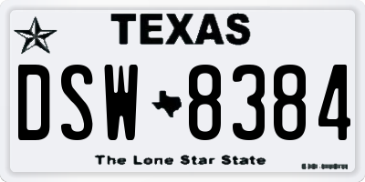 TX license plate DSW8384