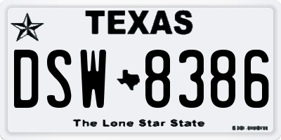 TX license plate DSW8386