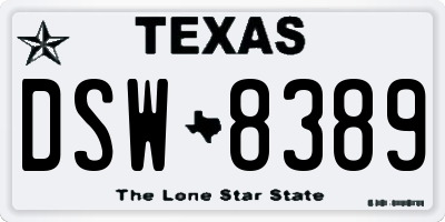 TX license plate DSW8389