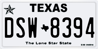 TX license plate DSW8394