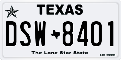 TX license plate DSW8401