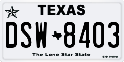 TX license plate DSW8403