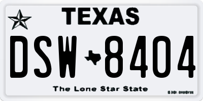 TX license plate DSW8404