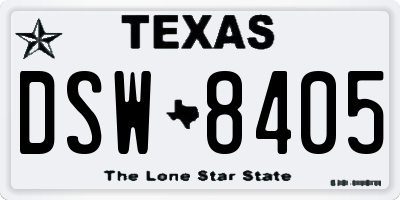 TX license plate DSW8405