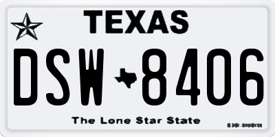 TX license plate DSW8406