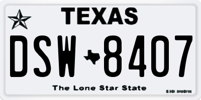 TX license plate DSW8407