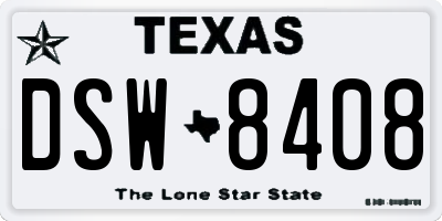 TX license plate DSW8408