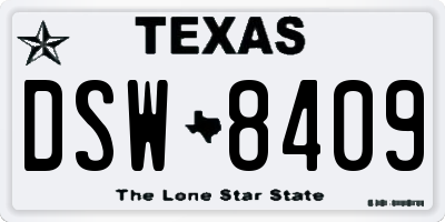TX license plate DSW8409