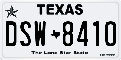 TX license plate DSW8410