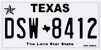 TX license plate DSW8412