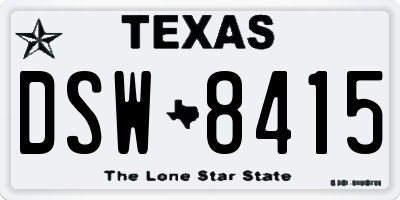 TX license plate DSW8415
