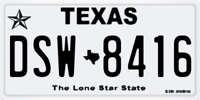 TX license plate DSW8416