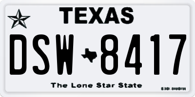 TX license plate DSW8417
