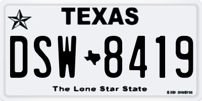 TX license plate DSW8419