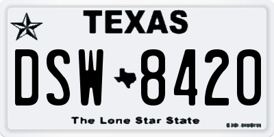 TX license plate DSW8420