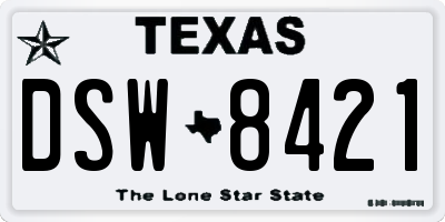 TX license plate DSW8421