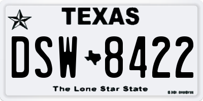 TX license plate DSW8422