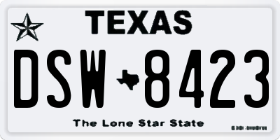 TX license plate DSW8423
