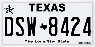 TX license plate DSW8424