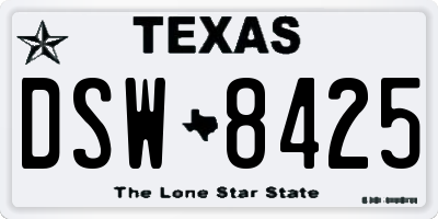 TX license plate DSW8425