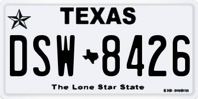 TX license plate DSW8426