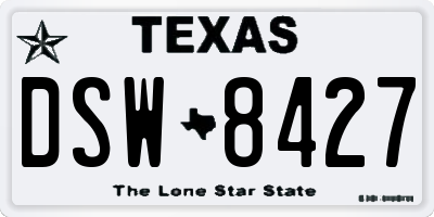 TX license plate DSW8427