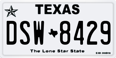 TX license plate DSW8429