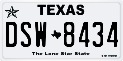 TX license plate DSW8434