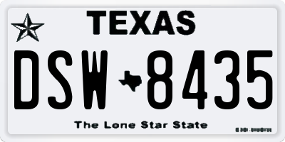 TX license plate DSW8435