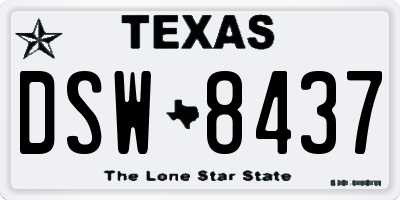TX license plate DSW8437