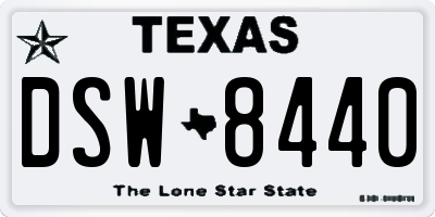 TX license plate DSW8440