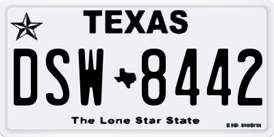 TX license plate DSW8442
